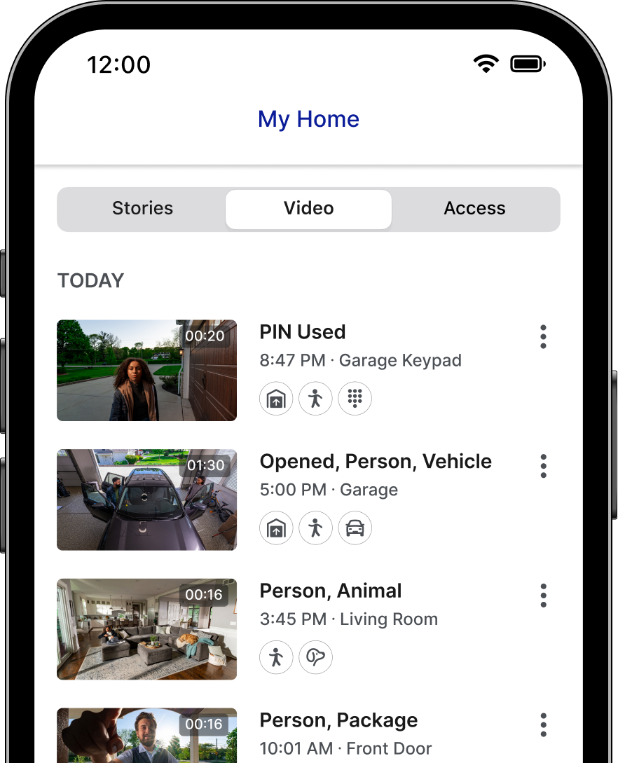 Phone showing security event history