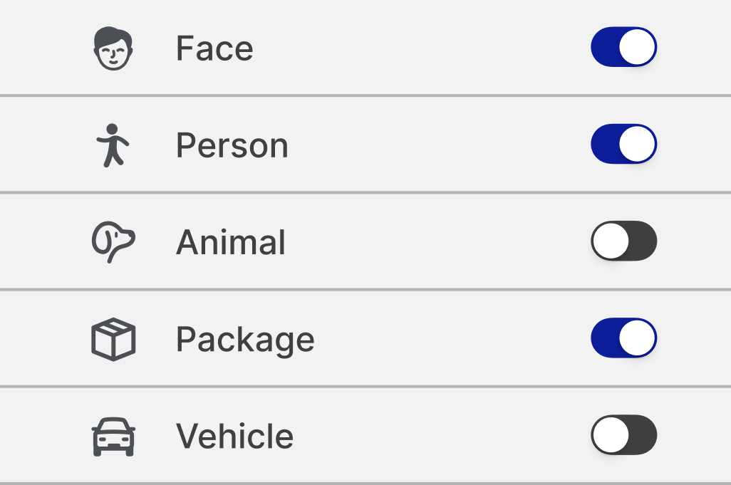 Phone showing object detection options