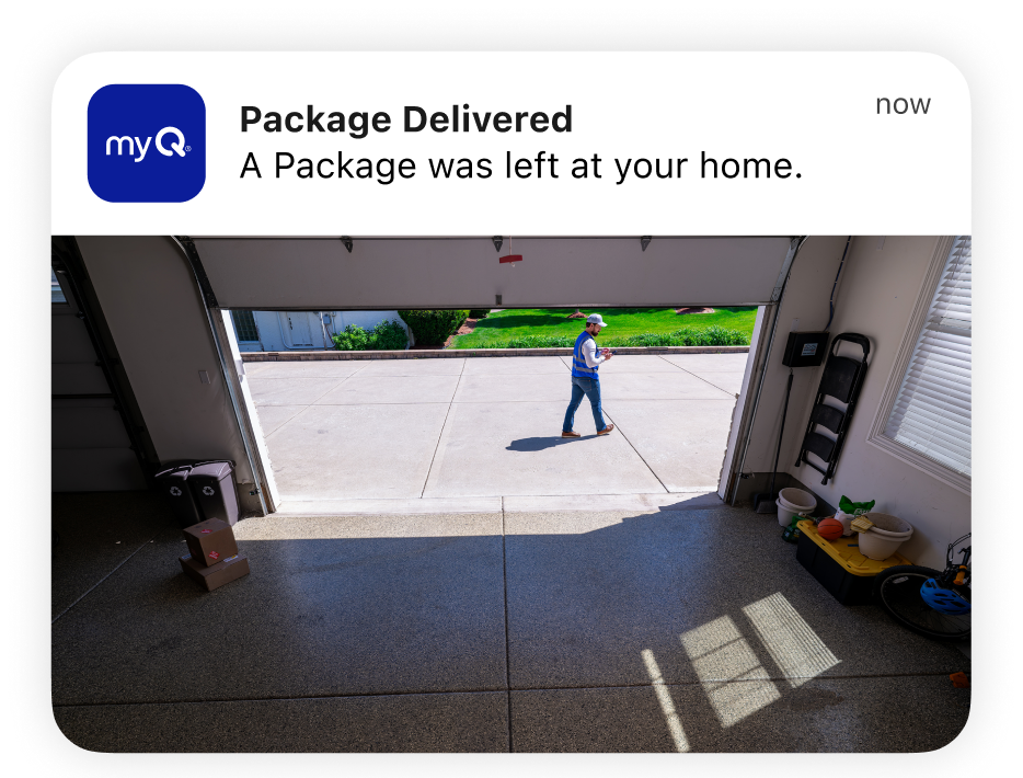 Video from garage camera showing delivery driver